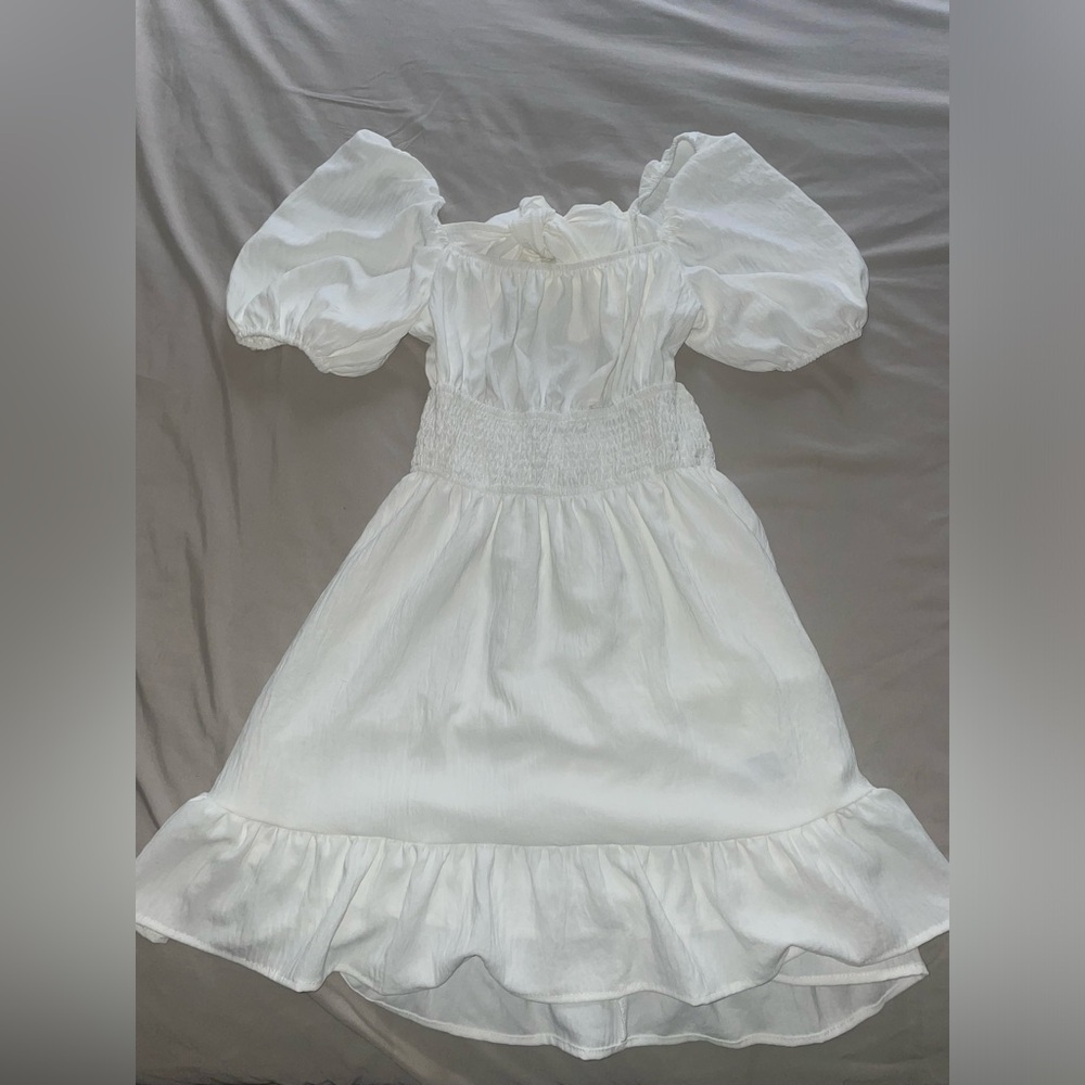 White Puffy Sleeve Dress